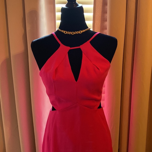 Hot Pink Midi Cutout Sheath Cocktail Dress. Women’s Size Small - Picture 3 of 10